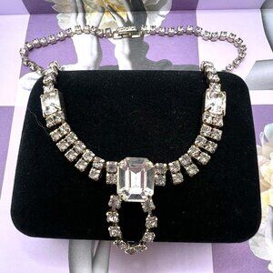 La Rel Emerald Cut Glass Stone Necklace